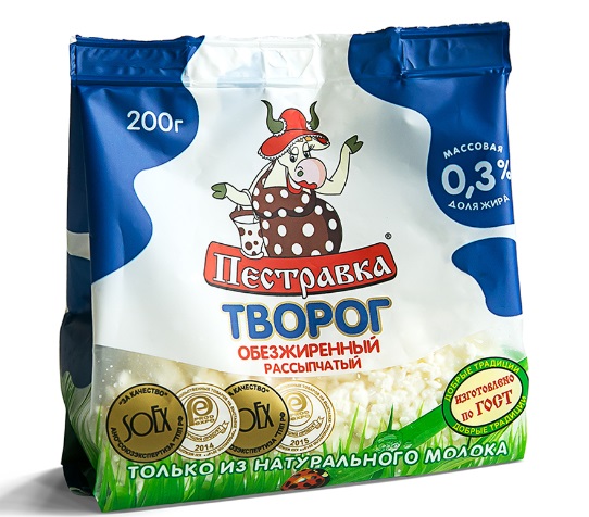 БЗМЖ ТВОРОГ ПЕСТРАВКА 0,3% 200ГР СТАБИЛОБЭГ
