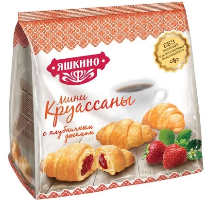КРУАССАНЫ МИНИ ЯШКИНО КЛУБНИЧНЫЙ ДЖЕМ 180ГР