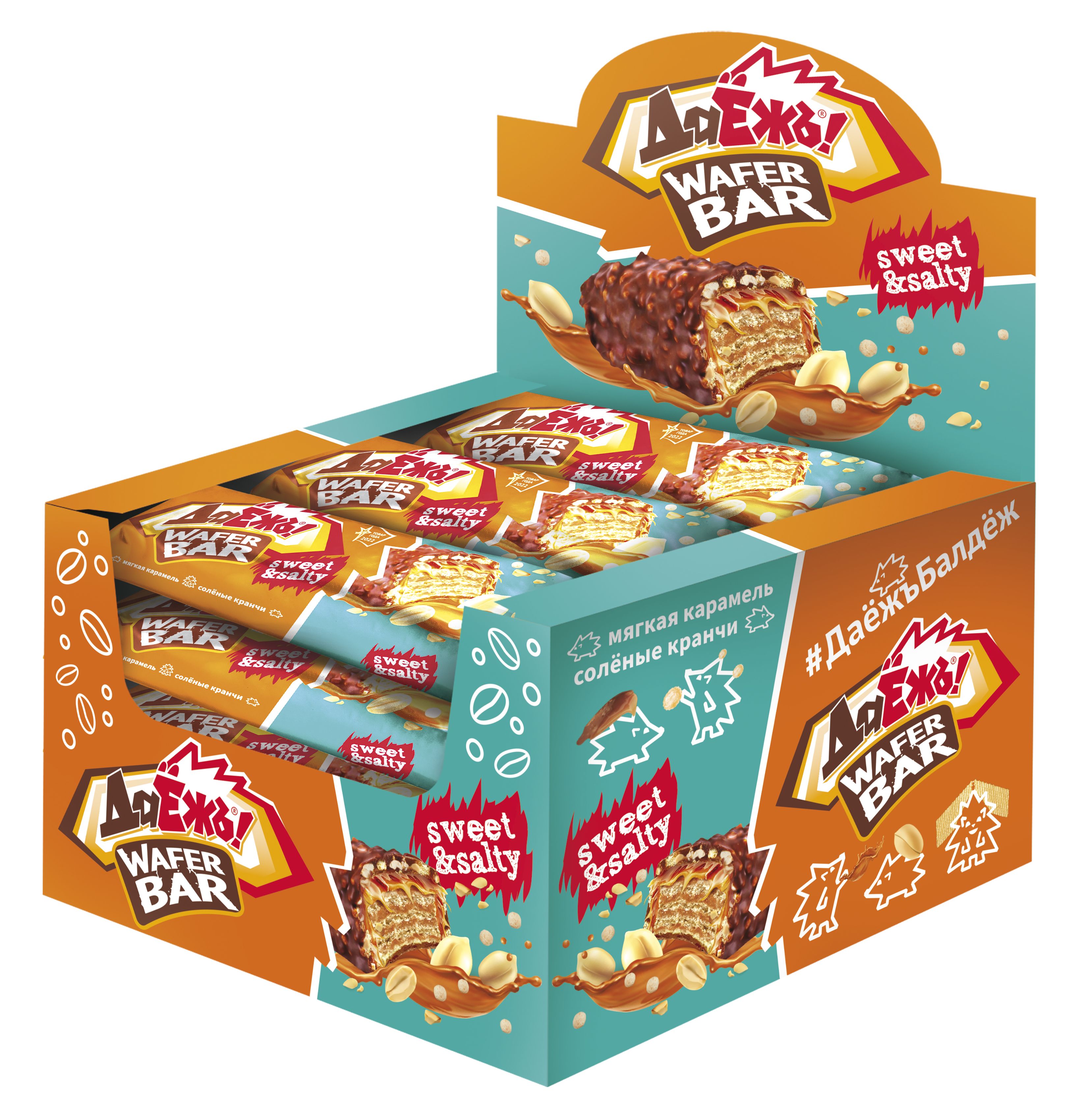 БАТОНЧИК ЭССЕН ДАЁЖЬ WAFER BAR КАРАМЕЛЬ АРАХИС СОЛЕНЫЙ КРАНЧ 40Г
