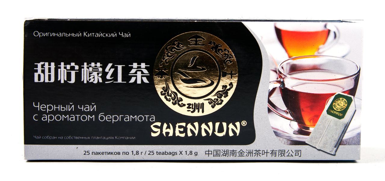 ЧАЙ ШЕННУН ЧЕРНЫЙ МЕЛКОЛИСТОВОЙ С АРОМАТОМ БЕРГАМОТА 25П*1,8ГР