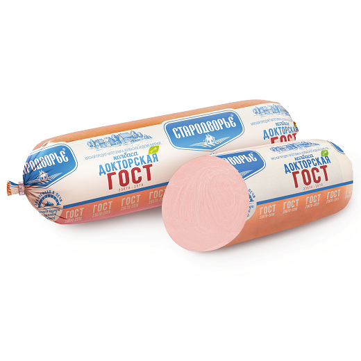 КОЛБАСА ВАРЕНАЯ ДОКТОРСКАЯ ГОСТ ЗОЛОЧЕНАЯ В ПЕЧИ СТАРОДВОРЬЕ /ВЕС