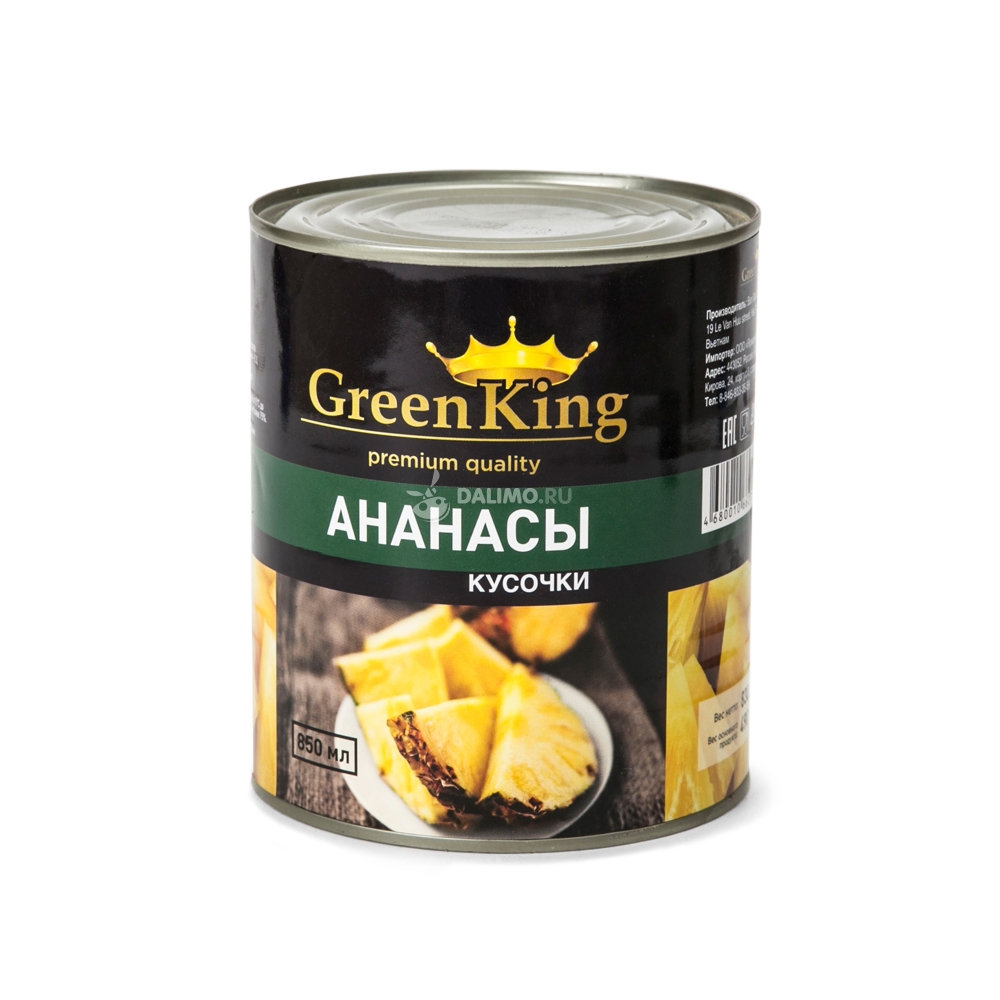 АНАНАСЫ В ЛЕГКОМ СИРОПЕ ГРИН КИНГ КУСОЧКИ 850ГР Ж/Б