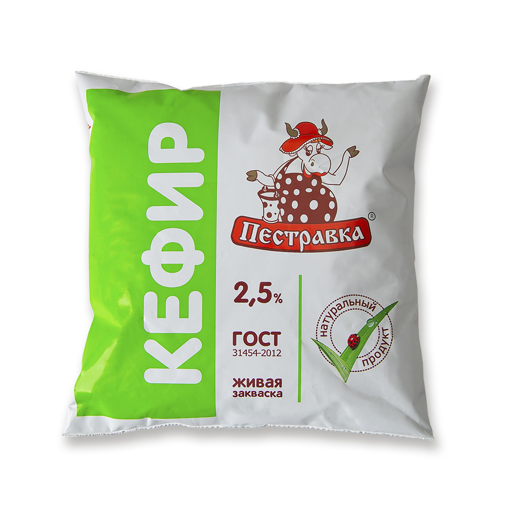 БЗМЖ КЕФИР ПЕСТРАВКА 2,5% 450ГР Ф/П