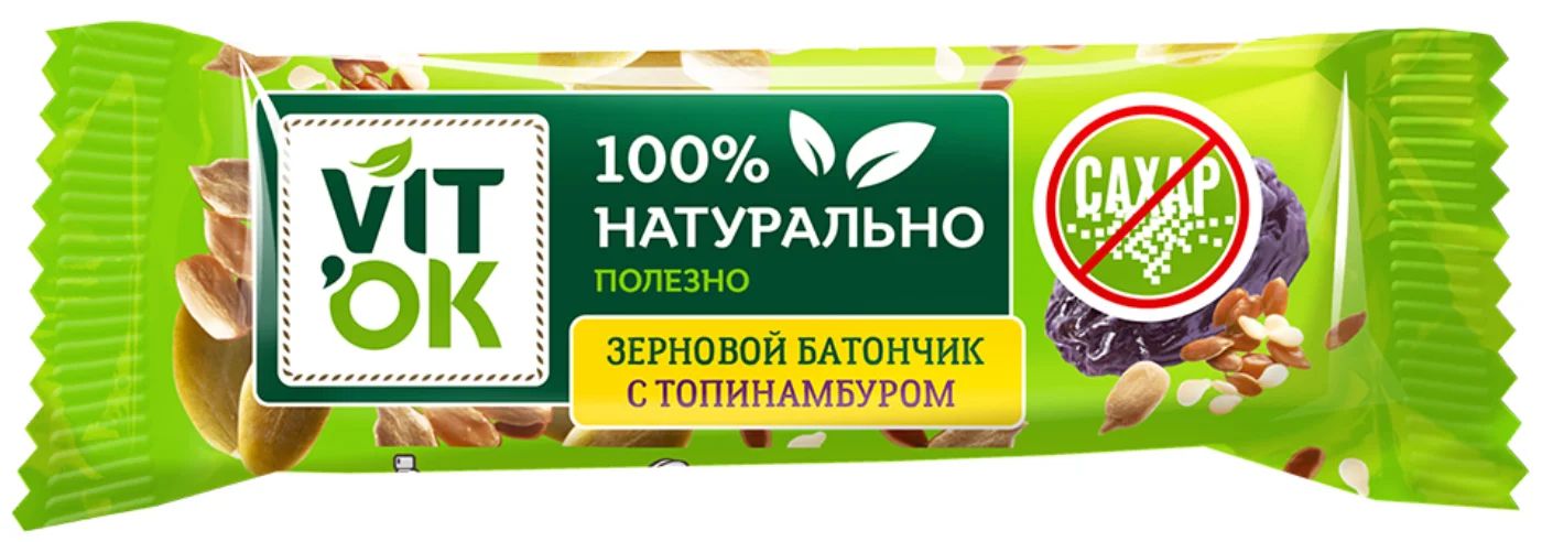 КОНФЕТЫ БАТОНЧИКИ ВИТОК ЗЕРНОВОЙ С ТОПИНАМБУРОМ 30ГР