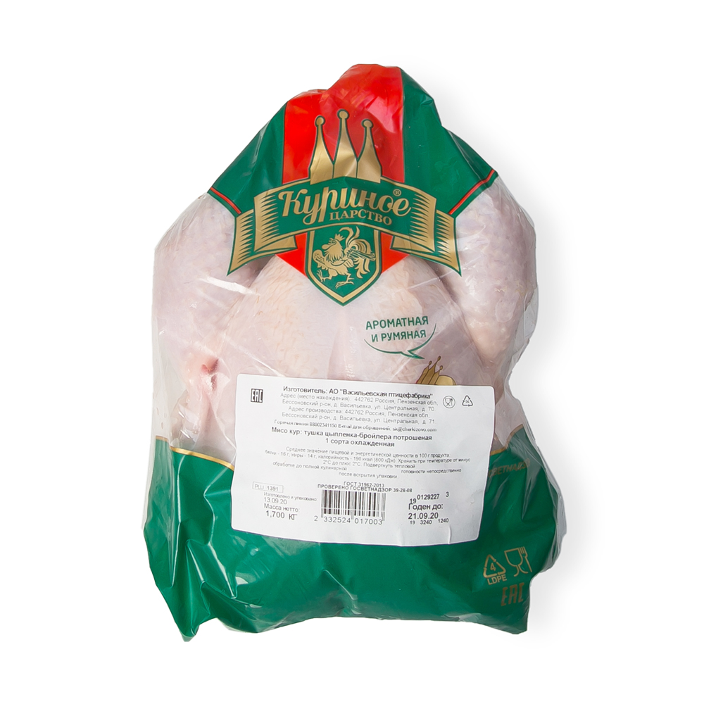 ТУШКА ЦЫПЛЕНКА БРОЙЛЕРА КЦ 1 СОРТ ГОСТ ОХЛ /ВЕС/ПАКЕТ