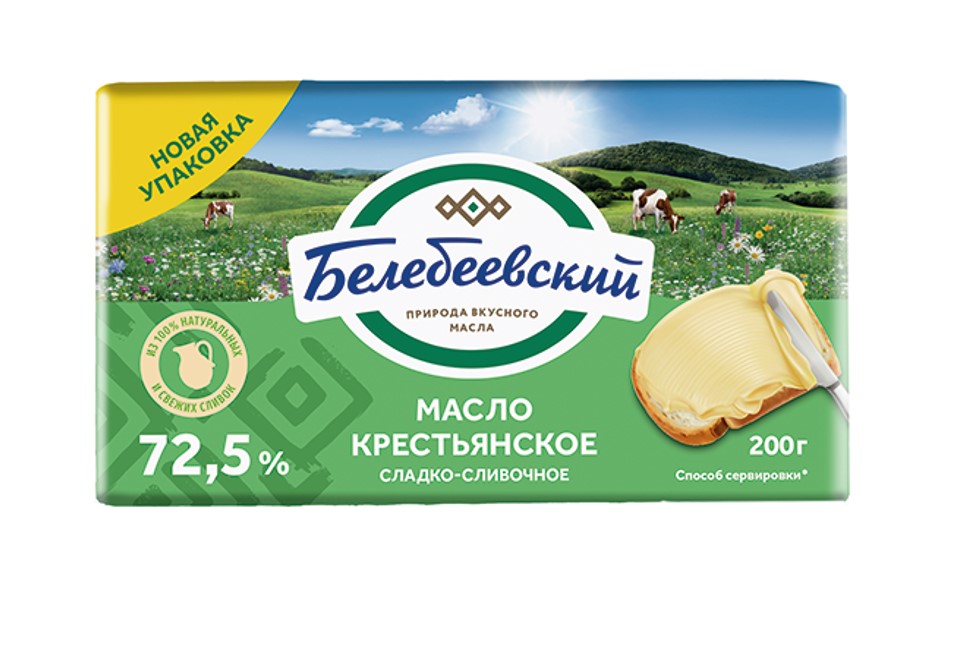 БЗМЖ МАСЛО БЕЛЕБЕЕВСКОЕ КРЕСТЬЯНСКОЕ 72,5% 170ГР