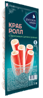 КРАБОВЫЕ ПАЛОЧКИ КРАБ-РОЛЛ РУССКОЕ МОРЕ СЫРОМ И ЗЕЛЕНЬЮ ОХЛ 180ГР