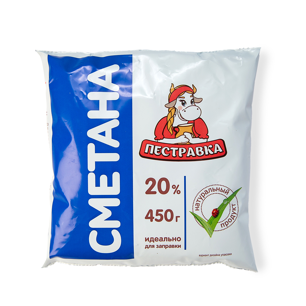 БЗМЖ СМЕТАНА ПЕСТРАВКА 20% 450ГР Ф/П