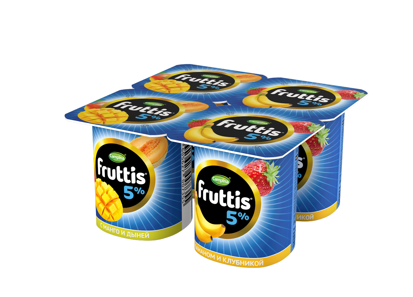 БЗМЖ ЙОГУРТ ФРУТТИС СЛИВ ЛАКОМСТВО ДЫНЯ/МАНГО/БАН/КЛУБН 5% 115ГР