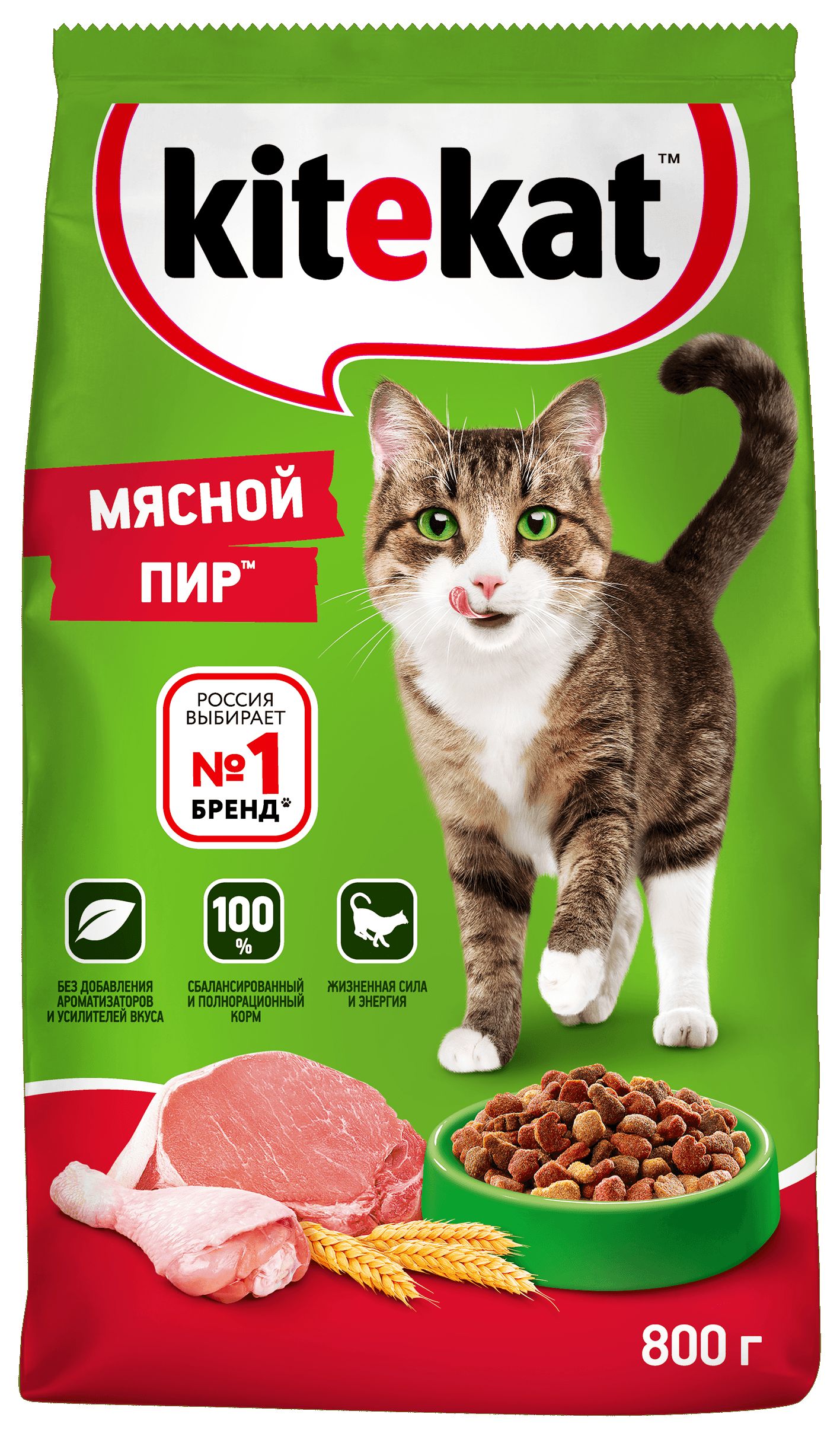 КОРМ КИТЕКЭТ МЯСНОЙ ПИР ПАК 800ГР