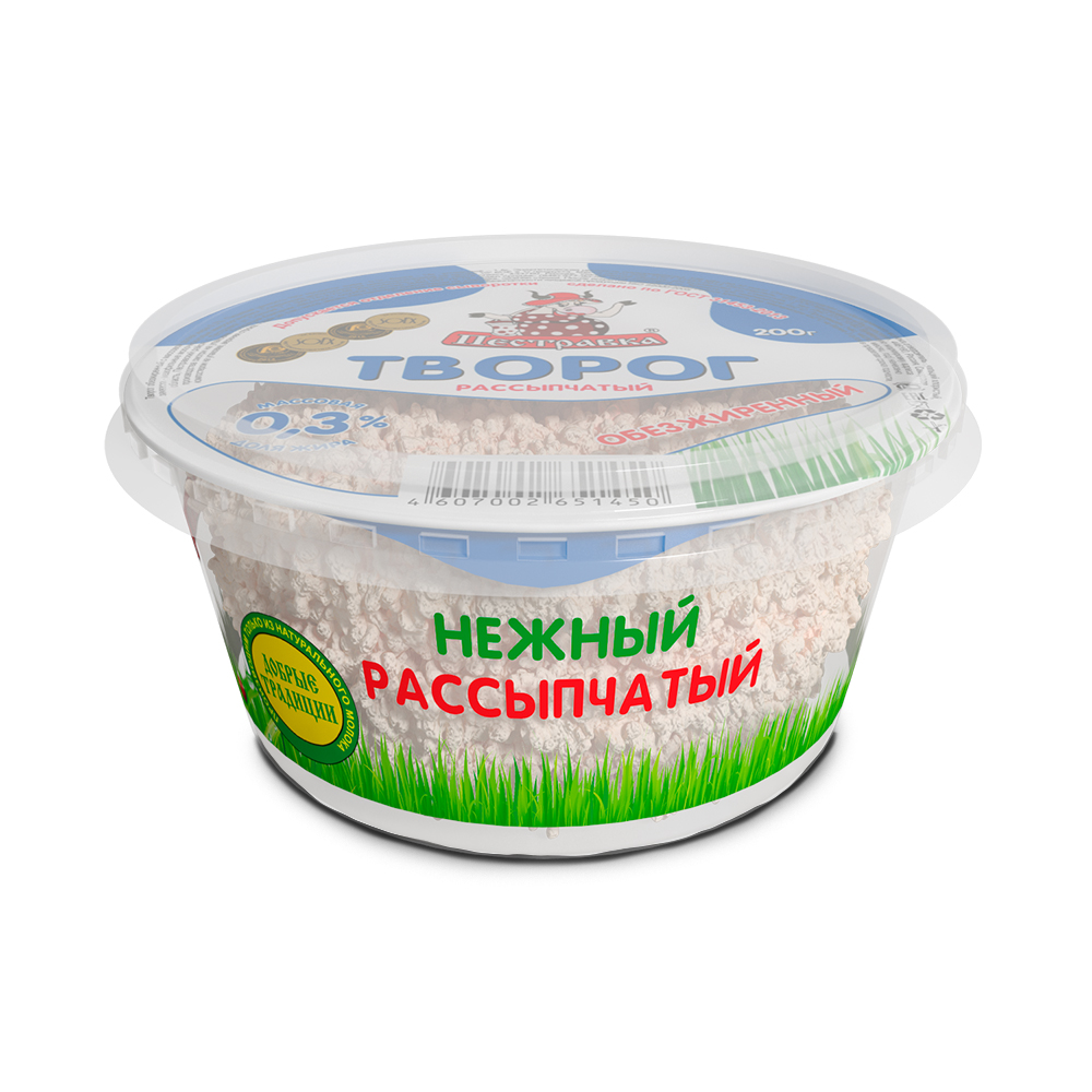 БЗМЖ ТВОРОГ ПЕСТРАВКА 0,3% 200ГР СТАКАН