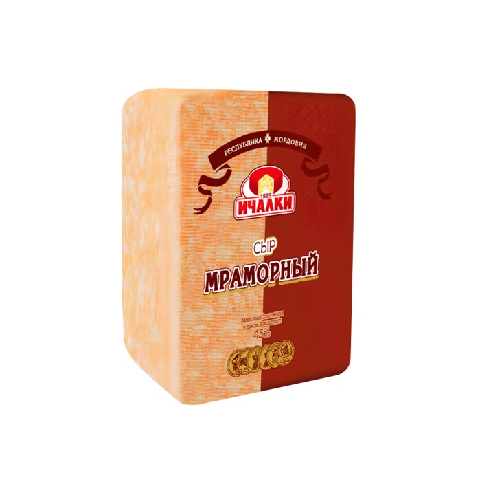 БЗМЖ СЫР МРАМОРНЫЙ 45% ИЧАЛКИ/ВЕС