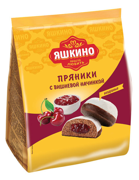 ПРЯНИКИ ЯШКИНО С ВИШНЕВОЙ НАЧИНКОЙ 350ГР