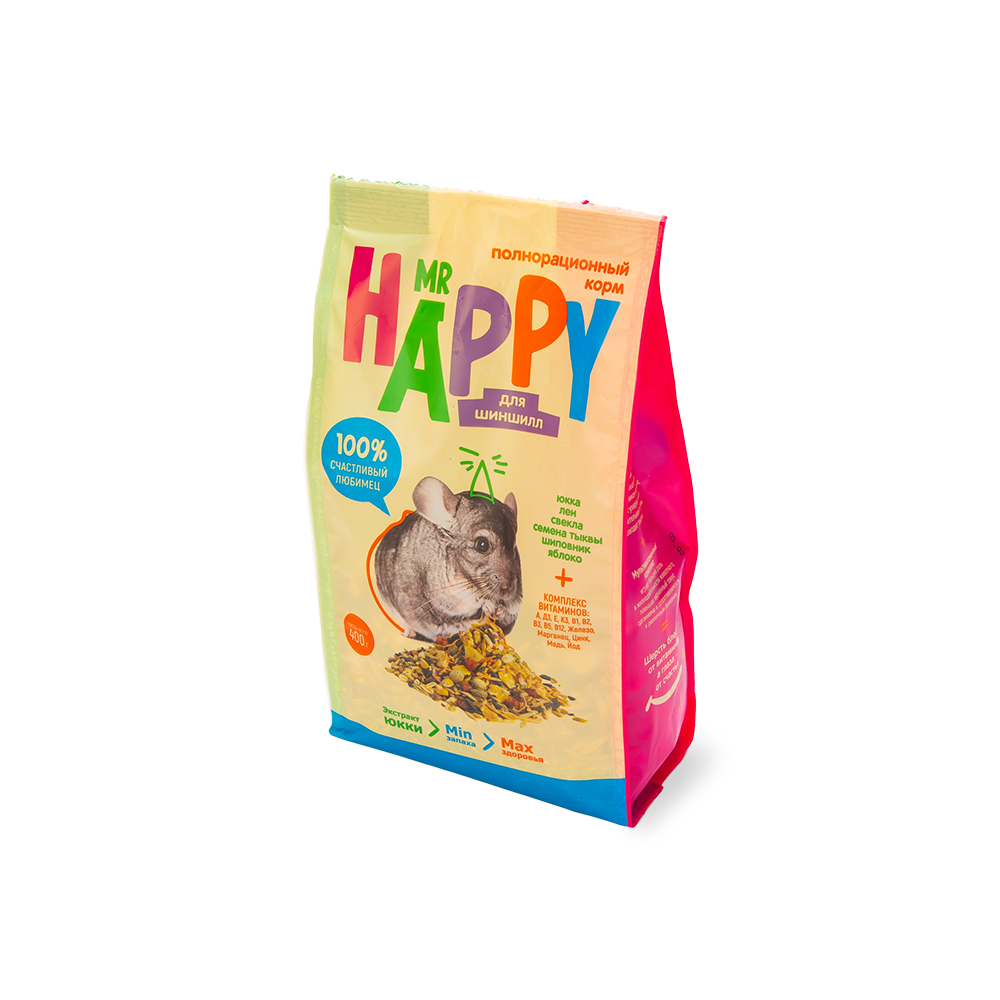 КОРМ MR HAPPY СУХОЙ ДЛЯ ШИНШИЛЛ 400ГР