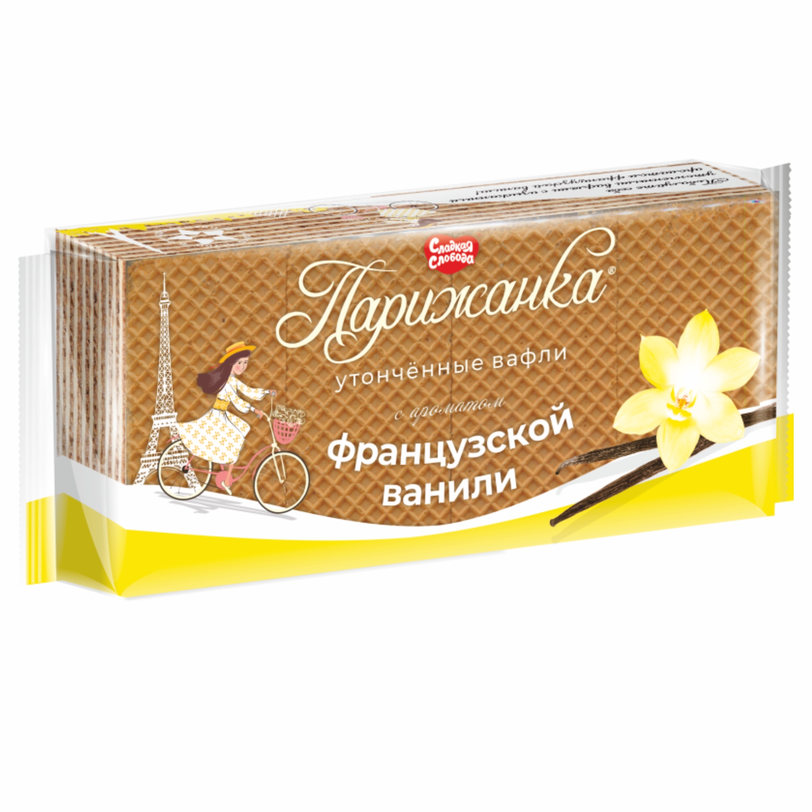 ВАФЛИ СЛАДКАЯ СЛОБОДА ПАРИЖАНКА СО ВКУСОМ ФРАНЦУЗСКОЙ ВАНИЛИ 210Г