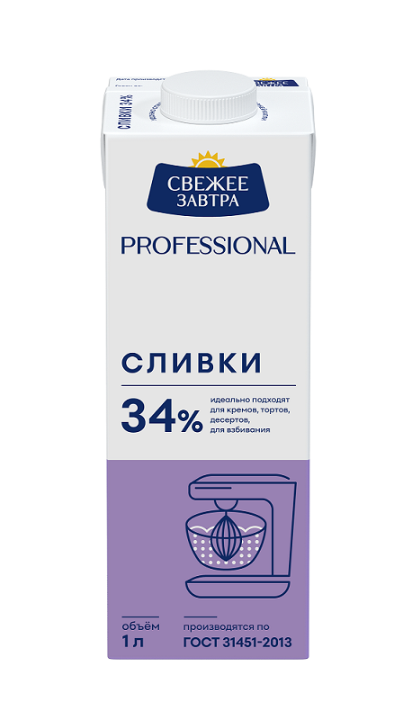 БЗМЖ СЛИВКИ СВЕЖЕЕ ЗАВТРА 34% 1Л