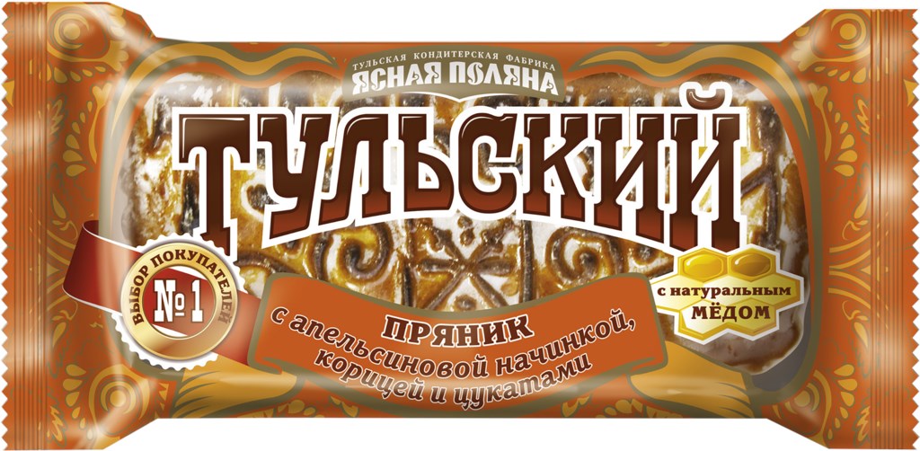 ПРЯНИК ТУЛЬСКИЙ С АПЕЛЬСИНОМ И КОРИЦЕЙ И ЦУКАТАМИ 130ГР