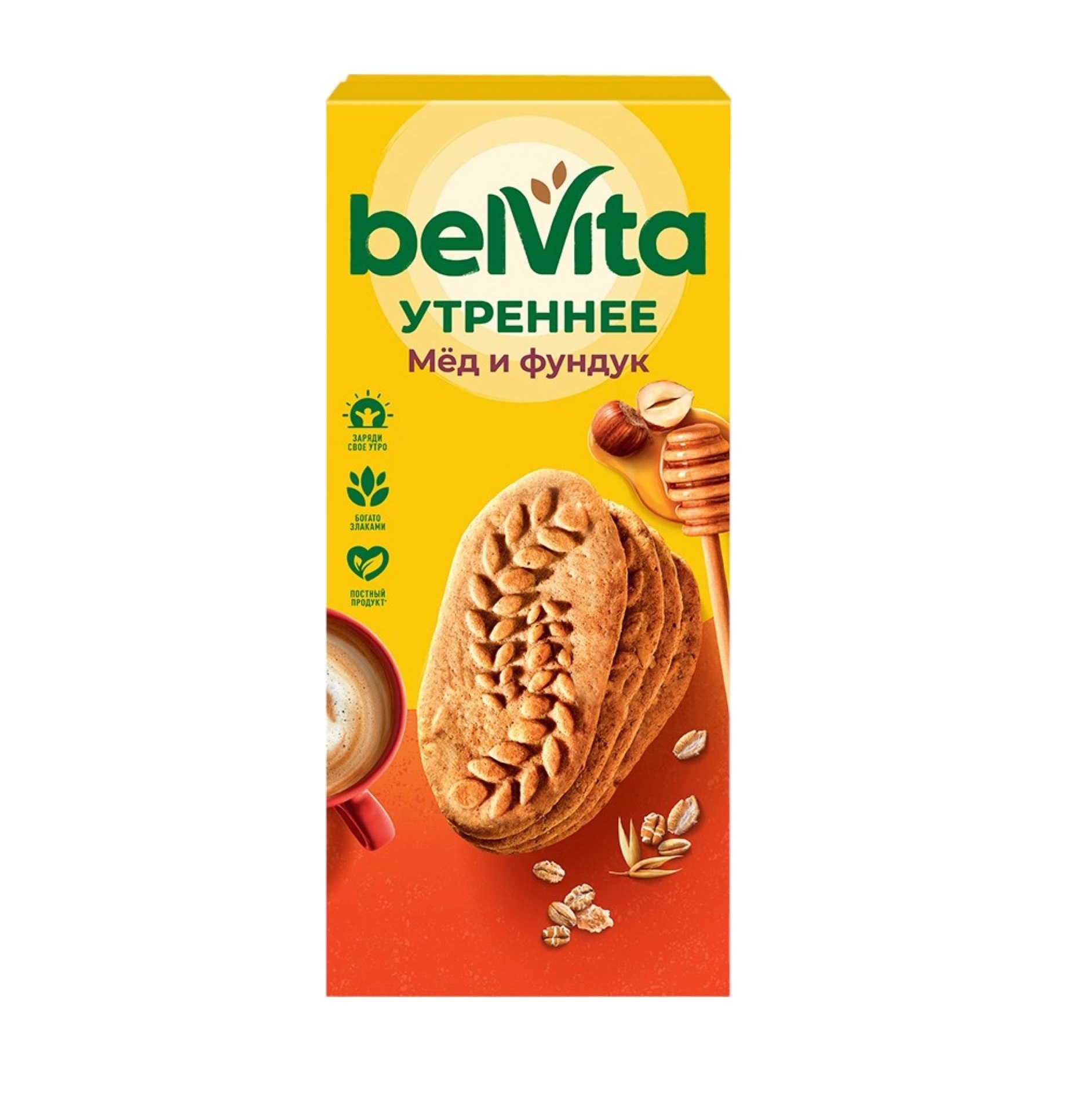 ПЕЧЕНЬЕ БЕЛВИТА УТРЕН ФУНДУК/МЕД 225ГР