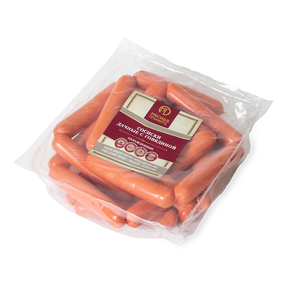 СОСИСКИ ДАЧНЫЕ С ГОВЯДИНОЙ МЯСНАЯ ГРАМОТА /ВЕС