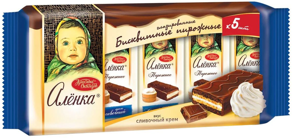 ПИРОЖНЫЕ АЛЕНКА БИСКВИТНЫЕ ВКУС СЛИВОЧНЫЙ КРЕМ 200ГР