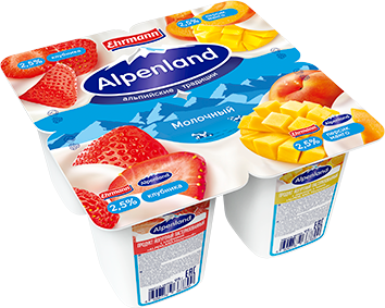 СЗМЖ ЙОГУРТ ЭРМАНН АЛЬПЕНЛЭНД ФРУКТОВЫЙ 2,5% КЛУБНИКА/ПЕРСИК/МАНГО 95ГР