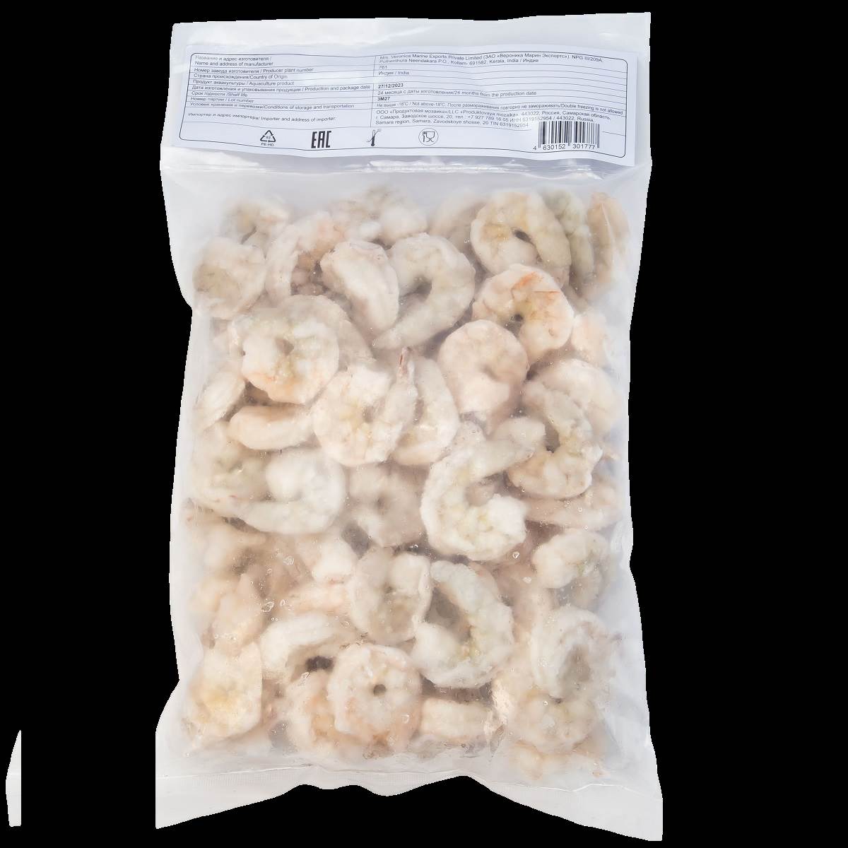 КРЕВЕТКИ VANNAMEI (SUSAMI) 31/40 В/М Б/Г ОЧИЩ БЕЗ П/Т 0,93КГ
