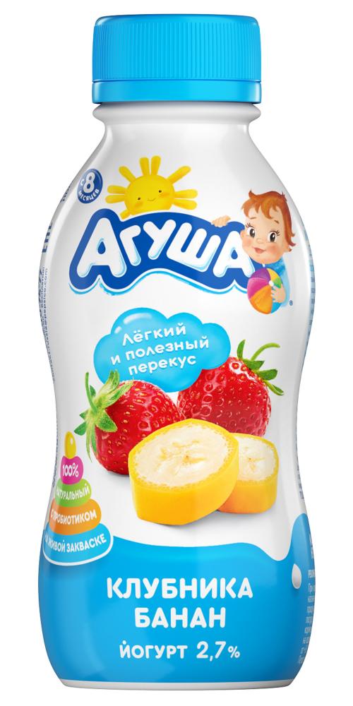 ЙОГУРТ АГУША КЛУБНИКА/БАНАН 2,7% 180ГР С 8 МЕС