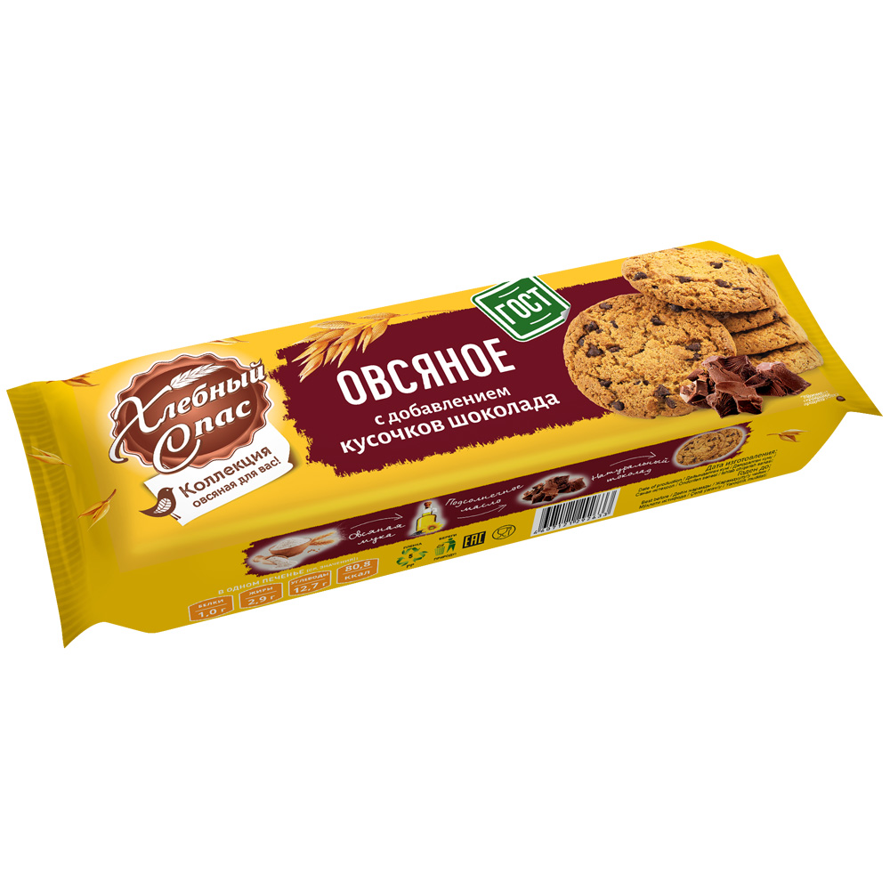 ПЕЧЕНЬЕ СДОБ ОВСЯНОЕ ОСОБОЕ С ШОК КУСОЧ ГЛАЗ ХЛЕБН СПАС 250ГР
