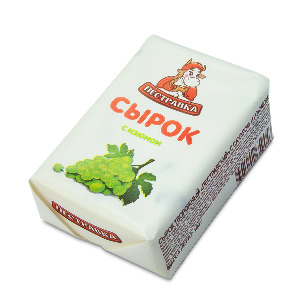 БЗМЖ СЫРОК ТВОРОЖНЫЙ ПЕСТРАВКА С ИЗЮМОМ 4.5% 100ГР КОРРЕКС