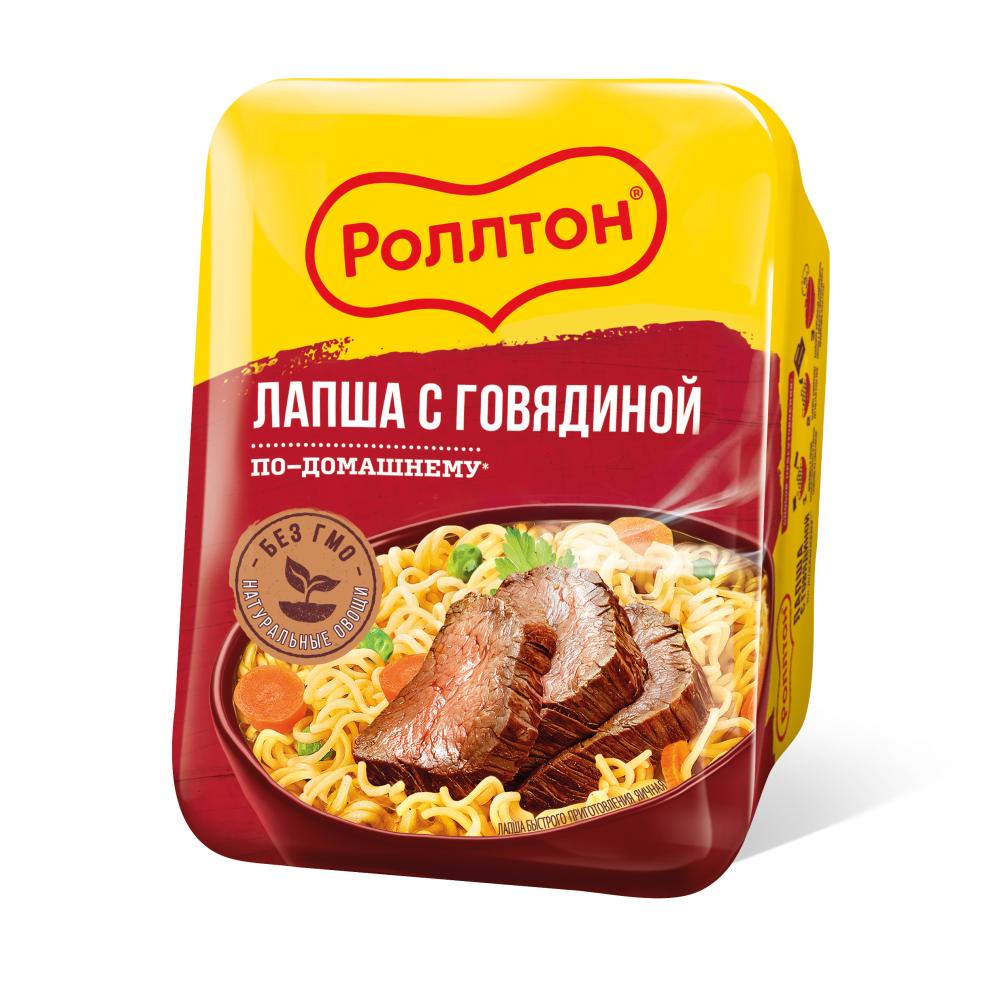 ЛАПША РОЛЛТОН ПО-ДОМАШНЕМУ С ГОВЯДИНОЙ ЛОТОК 90ГР