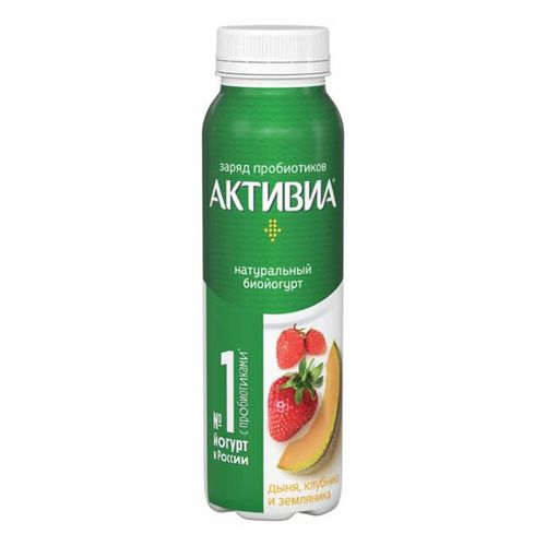 БЗМЖ ЙОГУРТ АКТИБИО ПИТ 1,5% ДЫНЯ/КЛУБНИКА/ЗЕМЛ 260ГР ПЭТ