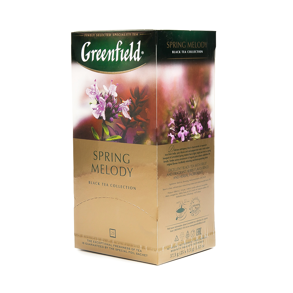 ЧАЙ ГРИНФИЛД СПРИНГ МЕЛОДИ ЧАБРЕЦ/МЯТА ЧЕРНЫЙ 25П*2ГР