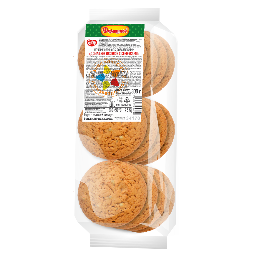 ПЕЧЕНЬЕ СЛАДКАЯ СЛОБОДА ДОМАШНЕЕ ОВСЯНОЕ С СЕМЕЧКАМИ 300ГР