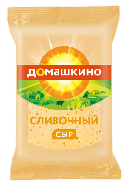 БЗМЖ СЫР ДОМАШКИНО СЛИВОЧНЫЙ ПОЛУТВЕРДЫЙ 45%, БРУСОК ФЛОУ-ПАК 180Г