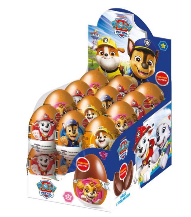 ЯЙЦО ИЗ ГЛАЗУРИ С ПОДАРКОМ ЩЕНЯЧИЙ ПАТРУЛЬ 20ГР