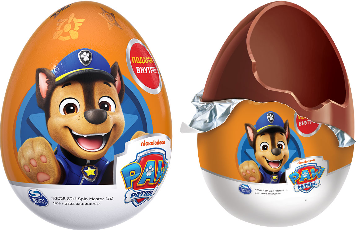 ЯЙЦО ИЗ ГЛАЗУРИ С ПОДАРКОМ ЩЕНЯЧИЙ ПАТРУЛЬ 20ГР