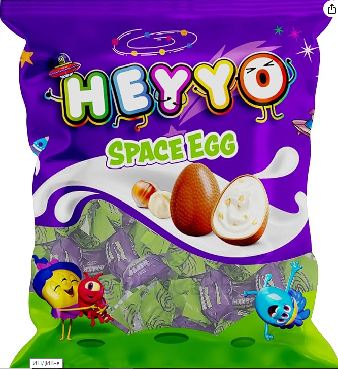 ШОКОЛАД HEYYO SPACE EGG МОЛОЧНЫЙ ЯЙЦО С МОЛОЧНО-ОРЕХОВОЙ НАЧИНКОЙ 200ГР