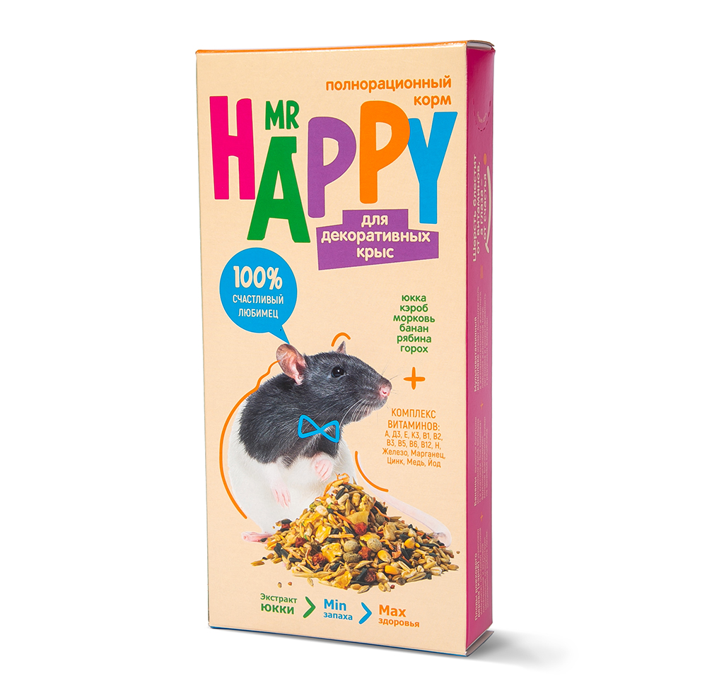 КОРМ MR HAPPY ДЛЯ ДЕКОРАТИВНЫХ КРЫС 400ГР