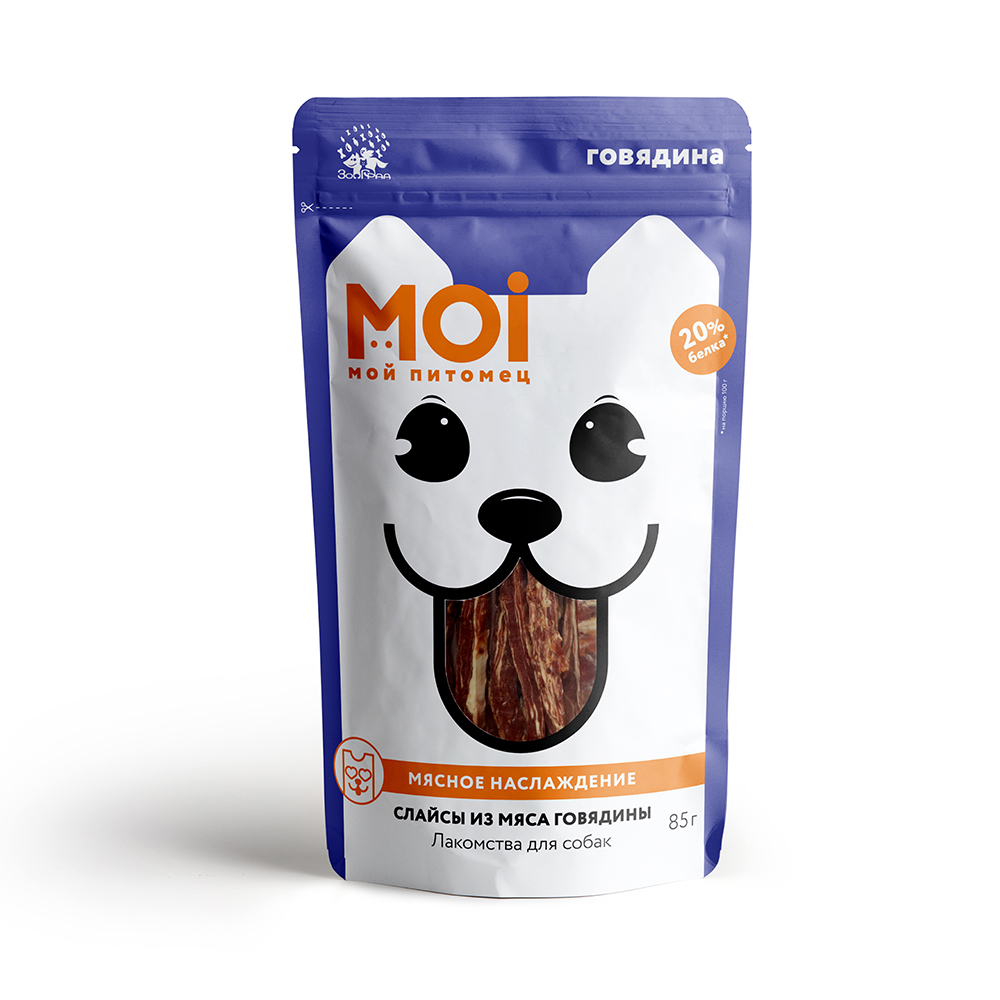 ЛАКОМСТВО Д/СОБАК МОЙ ПИТОМЕЦ СЛАЙСЫ ИЗ ГОВЯДИНЫ 85ГР