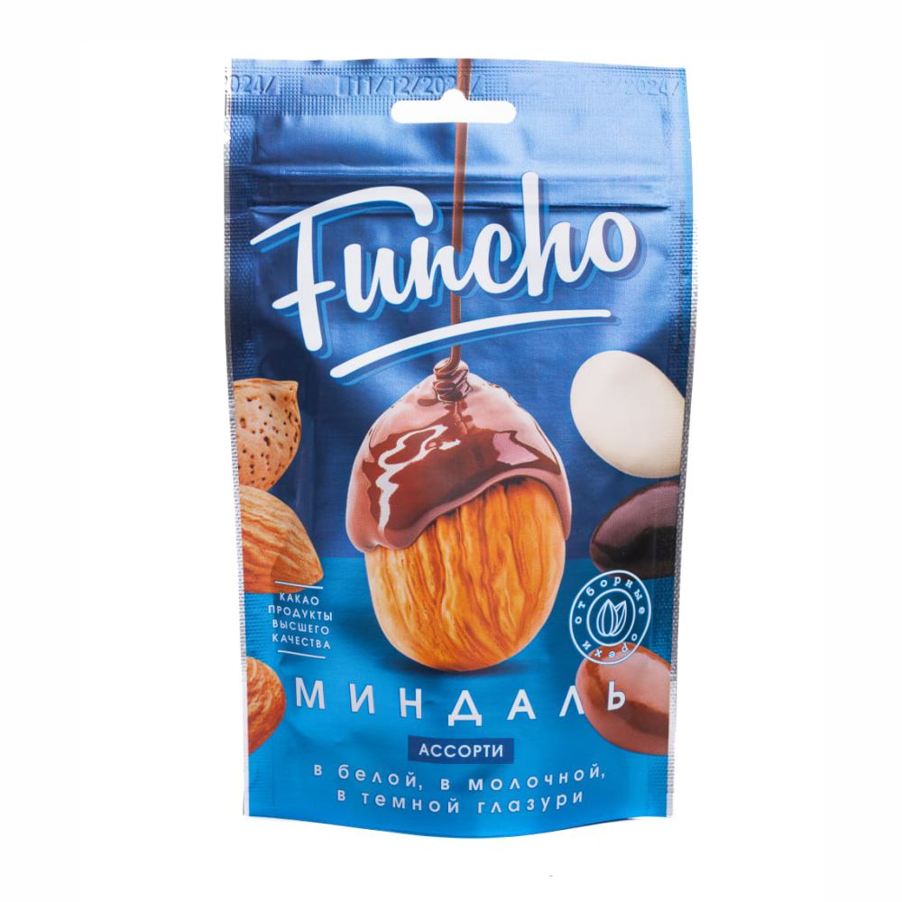 ДРАЖЕ ФУНЧО МИНДАЛЬ В ГЛАЗУРИ ТРИ ШОКОЛАДА 100ГР