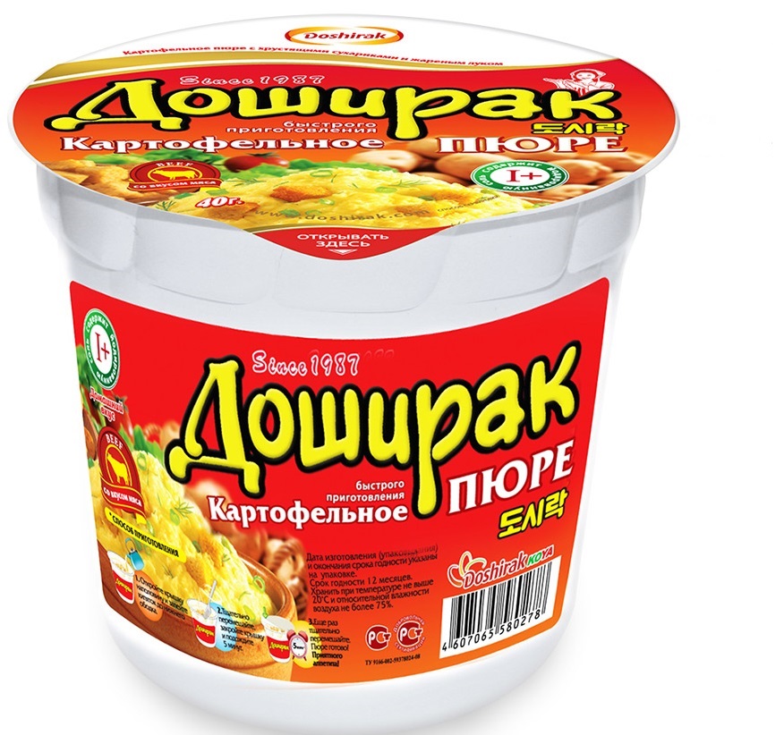 ПЮРЕ ДОШИРАК КАРТОФЕЛЬНОЕ ГОВЯДИНА 40ГР