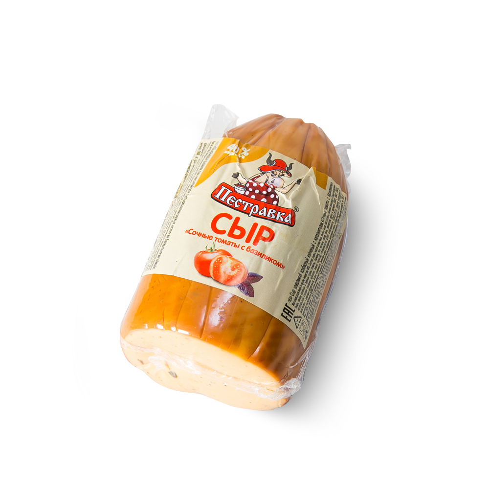 БЗМЖ СЫР КОЛБАСНЫЙ ПЕСТРАВСКИЙ ТОМАТЫ И БАЗИЛИК /ВЕС