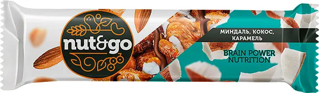 БАТОНЧИК НАТ ЭНД ГОУ МИНДАЛЬНЫЙ С КОКОСОМ 36ГР