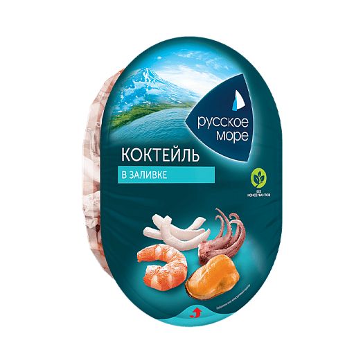 КОКТЕЙЛЬ ИЗ МОРЕПРОДУКТОВ РУССКОЕ МОРЕ "МОРСКОЙ МИКС" В ЗАЛИВКЕ 180ГР