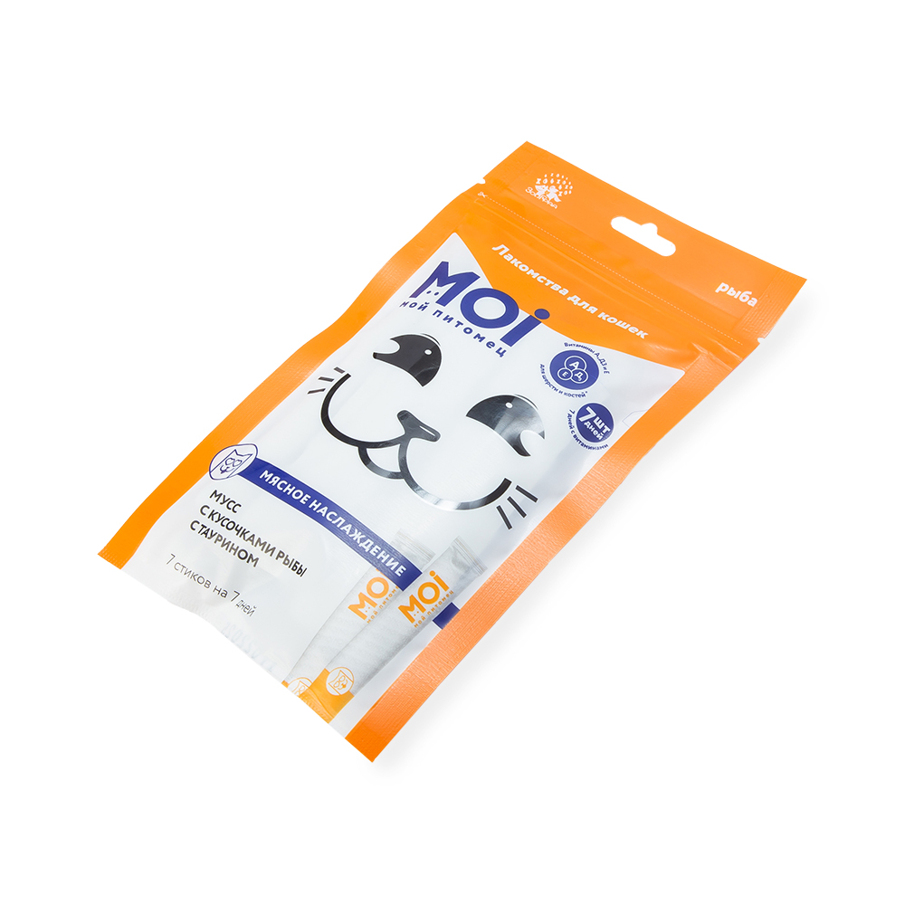 ЛАКОМСТВО ДЛЯ КОШЕК MOI МУСС С КУСОЧКАМИ РЫБЫ ПЛ/ПАК 7Х10ГР