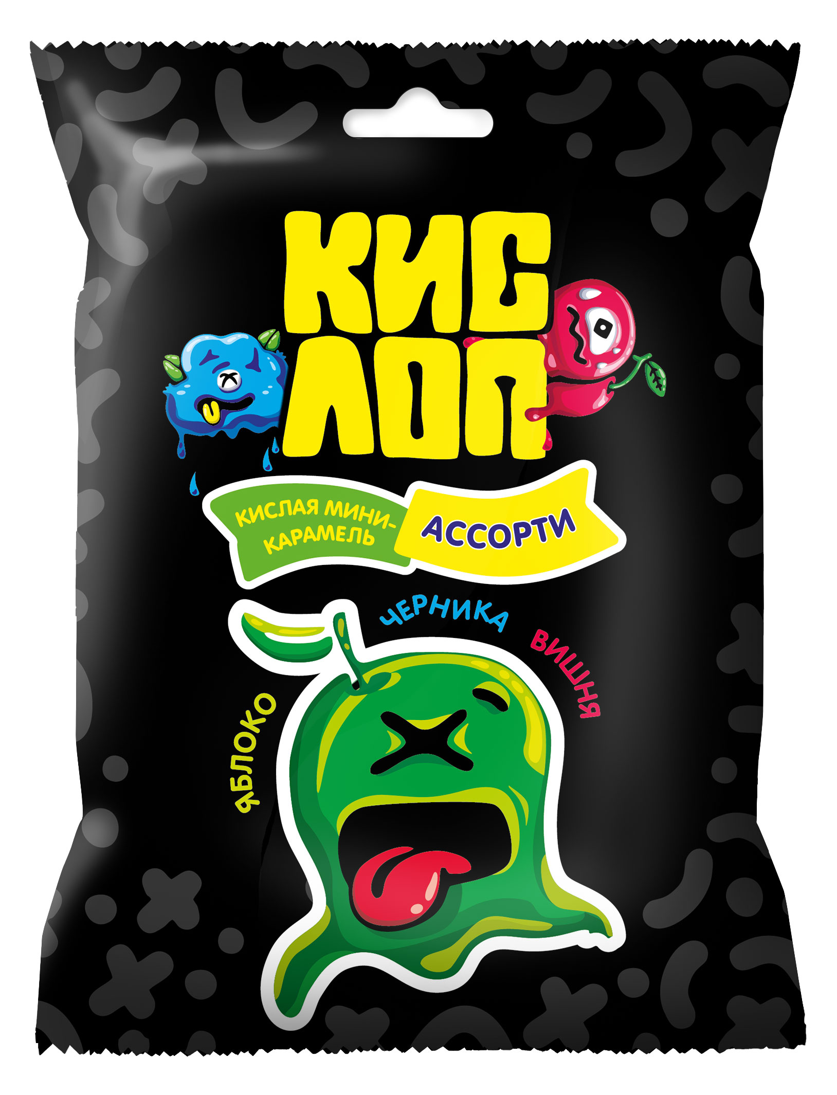 МИНИ-КАРАМЕЛЬ СЛАСТИ КИСЛОП МИКС ЯБЛ/ВИШН/ЧЕРНИКА 65Г