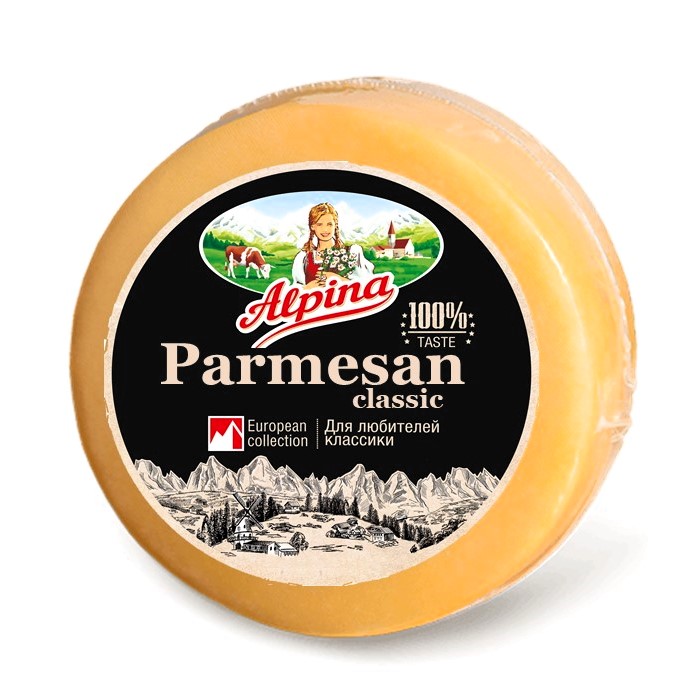 БЗМЖ СЫР ПАРМЕЗАН АЛЬПИНА КЛАССИЧЕСКИЙ КРУГ 40% /ВЕС