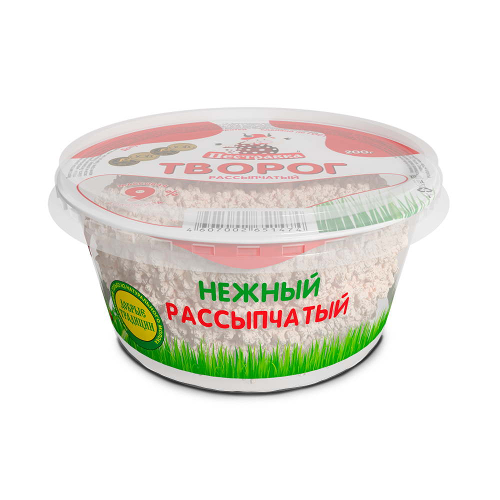 БЗМЖ ТВОРОГ ПЕСТРАВКА 9% 200ГР СТАКАН