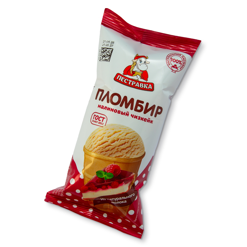 БЗМЖ МОРОЖЕНОЕ ПЕСТРАВКА ВАФ СТАКАН ПЛ МАЛИНОВЫЙ ЧИЗКЕЙК 12% 100ГР