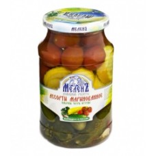 АССОРТИ МЕЛЕНЪ МАРИНОВАННОЕ(КАБАЧКИ,ЧЕРРИ,ОГУРЦЫ) 900ГР